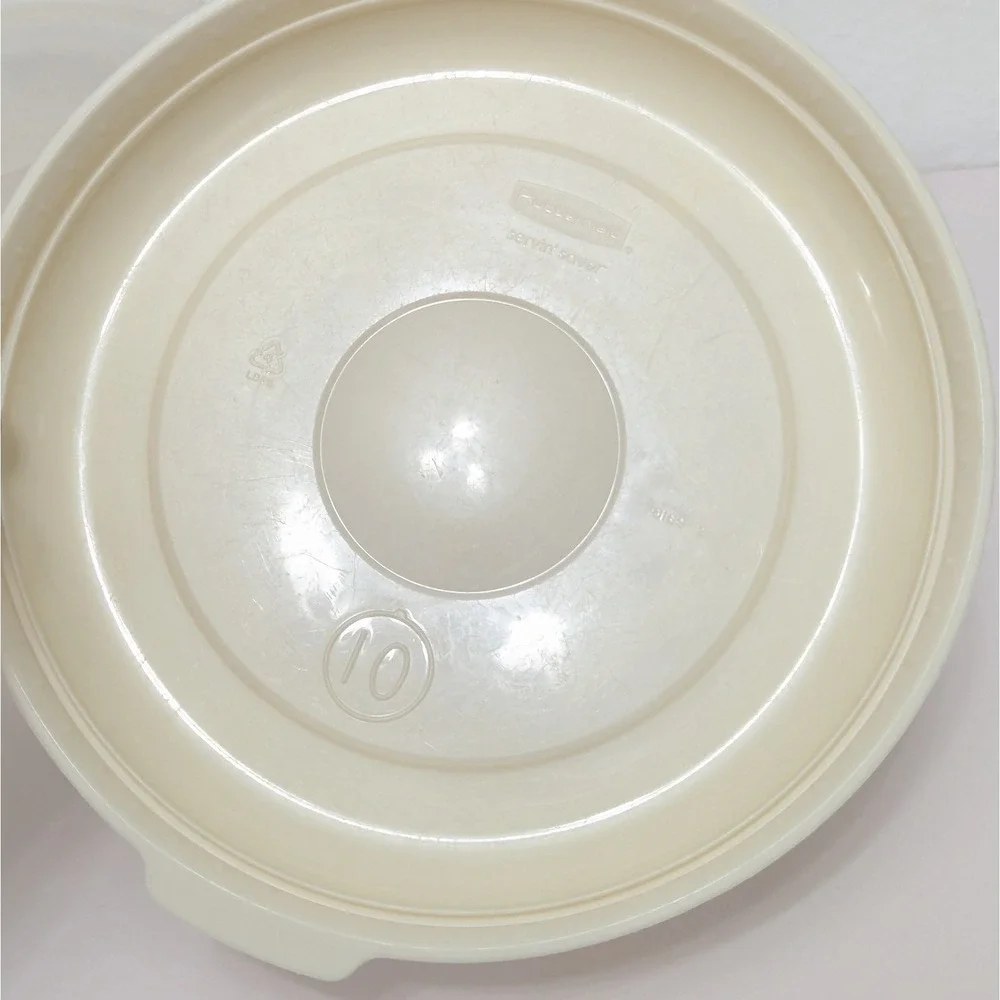 Vintage Rubbermaid Round Servin Saver 2.3 Qt Almond/Ivory Lid #10 Food Storage